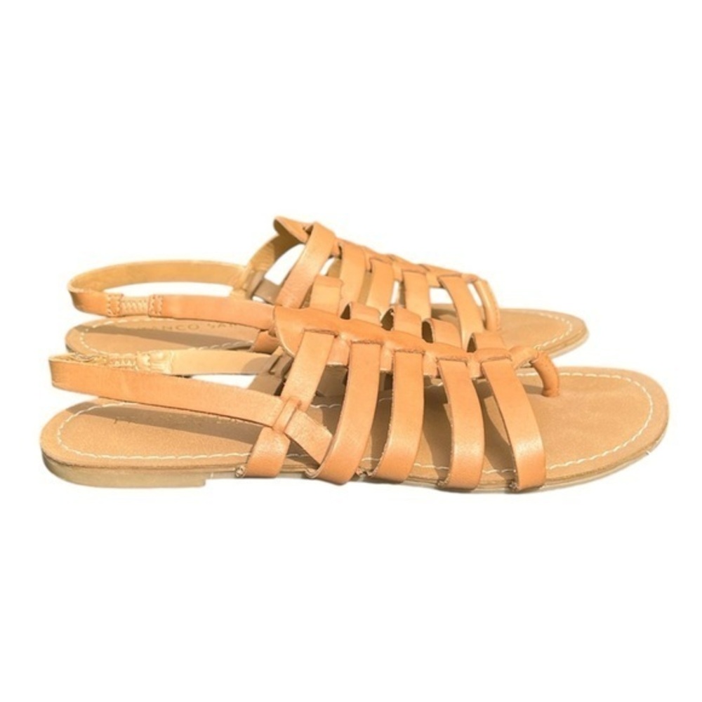 Franco Sarto Sandals, tan, open toe, back strap, womenโs size 6